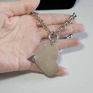 Mix It Chunky Silver Tone Toggle Heart Pendant Necklace 20"